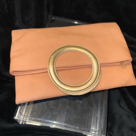 Anthropologie Coral Clutch with Gold Ring - Picture 1 of 12